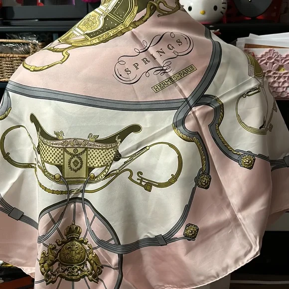 {EUC} Hermès Springs Silk Scarf